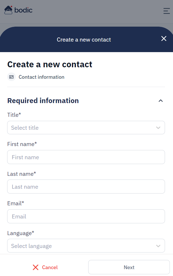 Bodic CRM — Vue responsive desktop, tablette, mobile