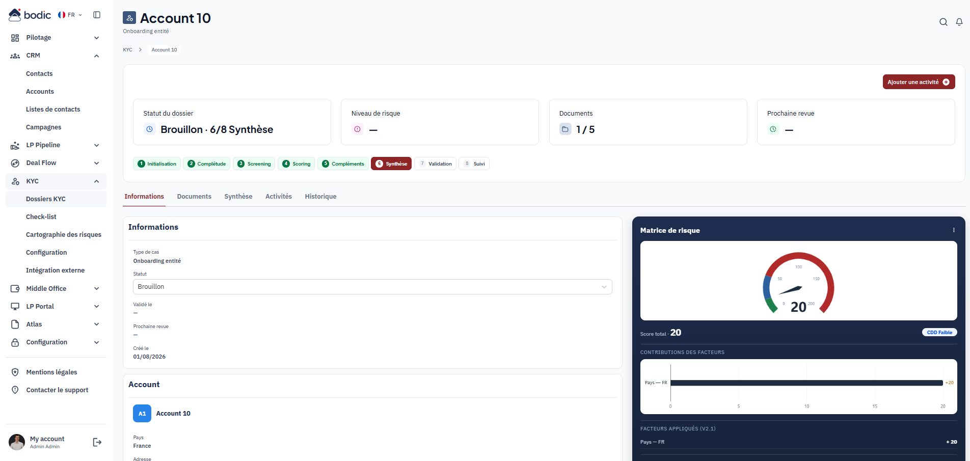 Bodic KYC — dossier de conformité investisseur