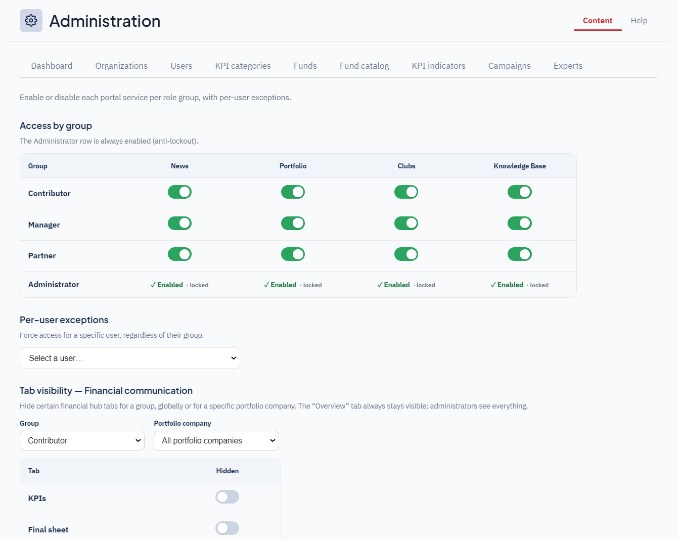 Configuration des accès
