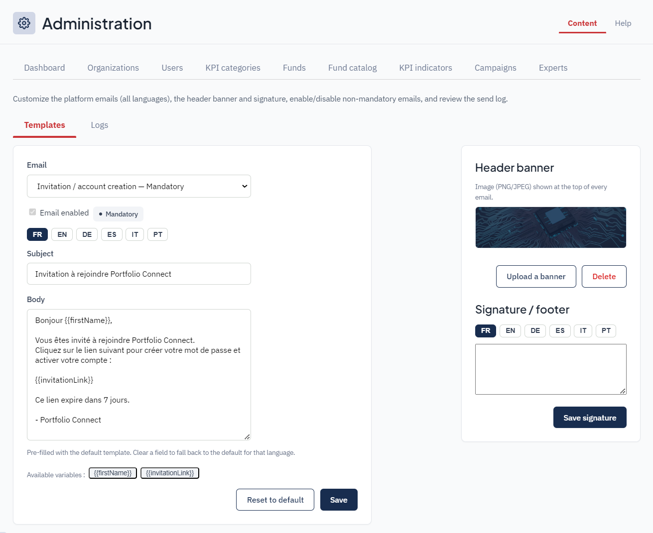 Templates d'e-mails