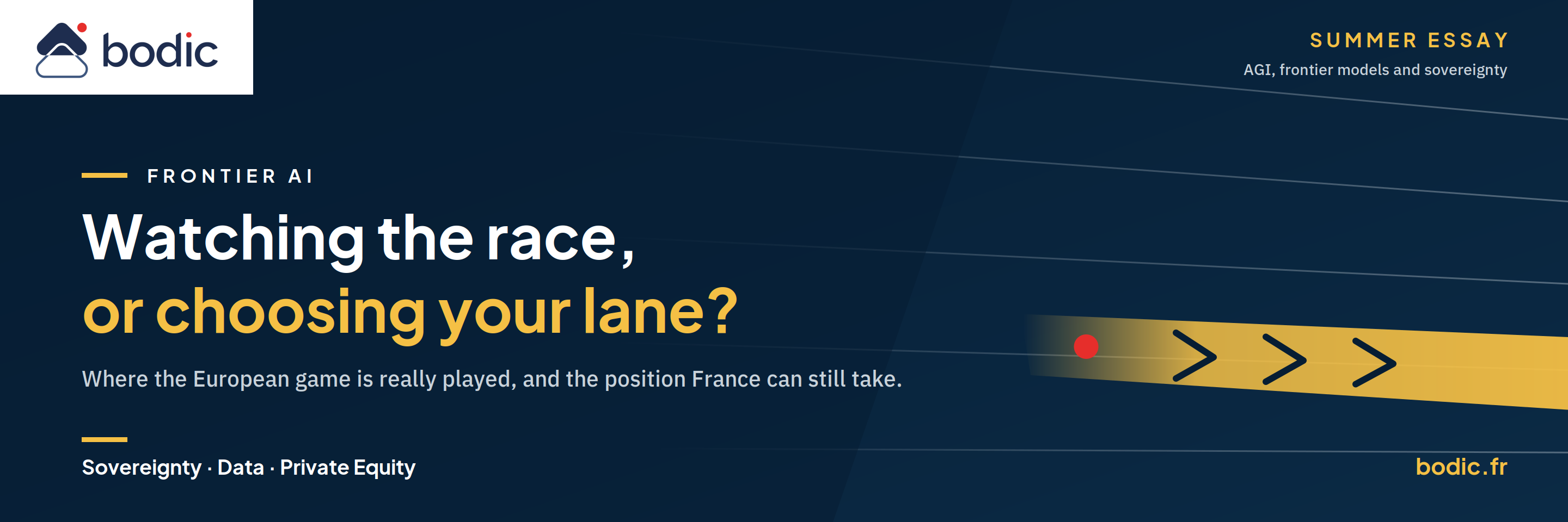 Frontier AI: Commenting on the Race or Choosing Your Lane